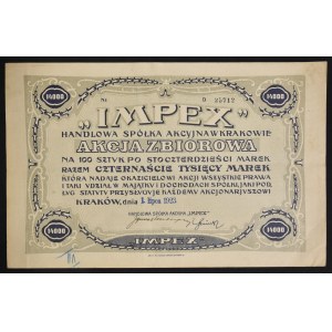 Handlowa Spółka Akcyjna Impex w Krakowie, 100 x 140 mkp, 1.07.1923