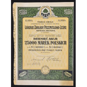 Łódzkie Zakłady Przemysłowo-Leśne S.A., 10 x 2.500 mkp, 1923, Emisja III