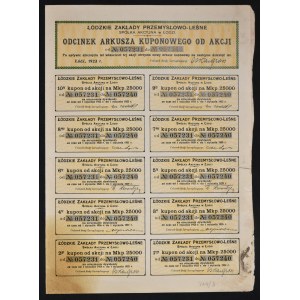 Łódzkie Zakłady Przemysłowo-Leśne S.A., 10 x 2.500 mkp, 1923, Emisja III
