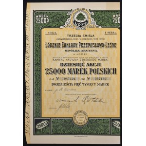 Łódzkie Zakłady Przemysłowo-Leśne S.A., 10 x 2.500 mkp, 1923, Emisja III