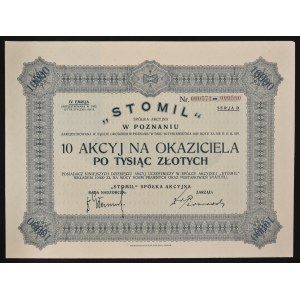 Stomil S.A. w Poznaniu, 10 x 1.000 zł 1935, Emisja IV Seria D