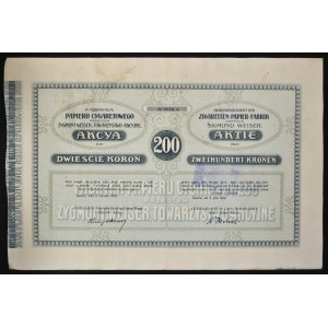 Fabryka Papieru Cygaretowego, przedtem Zygmunt Weiser Towarzystwo Akcyjne, 200 koron 1914