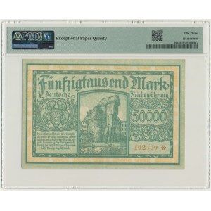 Danzig, 50.000 Mark 1923 - 6 digit serial number with ❊ - PMG 53 EPQ