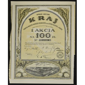 Kraj Fabryka Maszyn i Narzędzi Rolniczych dawniej Alfred Vaedtke w Kutnie, 100 zł 1927