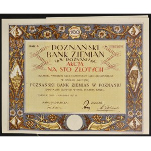 Poznański Bank Ziemian S.A., 100 zł 1927