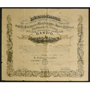 Gdańsk, diplôme/certificat de la guilde des serruriers, armuriers, fabricants de limes, estampilleurs - 1902