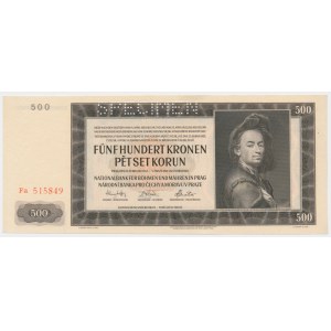 Bohemia & Moravia, 500 Korun 1942 - II issue - SPECIMEN -