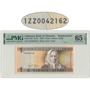 Lithuania, 1 Litas - replacement - PMG 65 EPQ