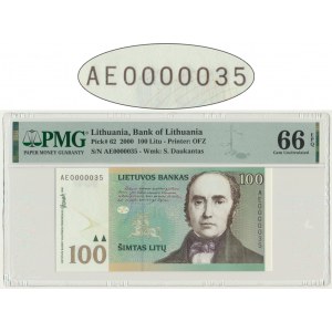 Lithuania, 100 Litu 2000 - AE 0000035 - PMG 66 EPQ