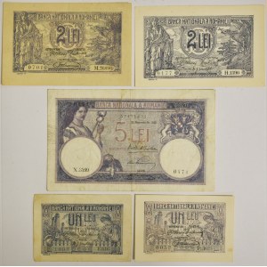 Rumunsko, 1-5 lei (1916-28) (5 kusov).