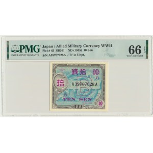Japon, 10 Sen (1945) - PMG 66 EPQ