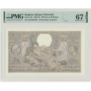Belgique, 100 francs=20 belgas 1943 - PMG 67 EPQ