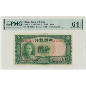 China, 1 Yuan 1936 - PMG 64 EPQ