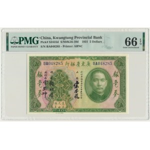 Chine, Banque provinciale du Kwangtung, $5 1931 - PMG 66 EPQ