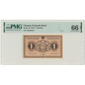 Finland, 1 Mark 1916 - PMG 66 EPQ