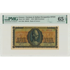 Grèce, 5 000 drachmes 1943 - PMG 65 EPQ