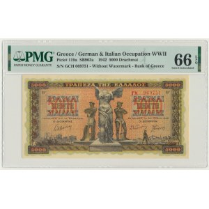 Greece, 5.000 Drachmai 1942 - PMG 66 EPQ