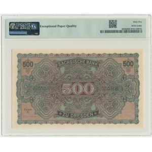 Allemagne, Saxe, 500 marks 1922 - PMG 65 EPQ