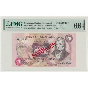 Scotland, 20 Pounds (1991-93) - SPECIMEN - PMG 66 EPQ