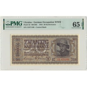 Ukraine, 20 Karbovanez 1942 - PMG 65 EPQ