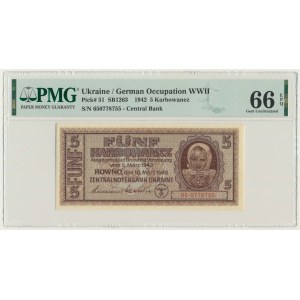 Ukrajina, 5 karbunkulov 1942 - PMG 66 EPQ