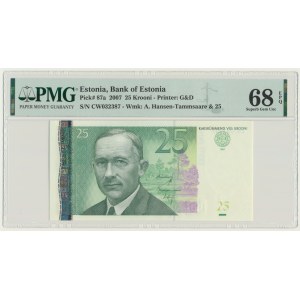 Estonie, 25 couronnes 2007 - PMG 68 EPQ