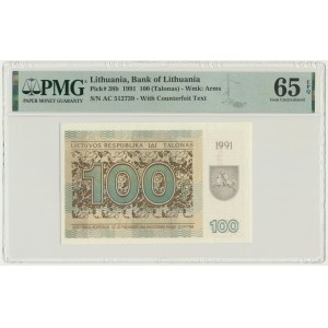 Lithuania, 100 Talonas 1991 - with text - PMG 65 EPQ