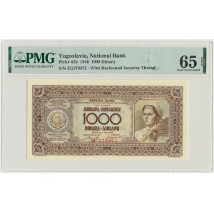 Juhoslávia, 1 000 dinárov 1946 - PMG 65 EPQ