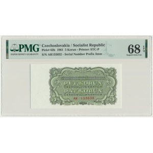 Tchécoslovaquie, 5 couronnes 1961 - PMG 68 EPQ