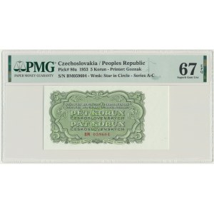 Czechoslovakia, 5 Korun 1953 - PMG 67 EPQ