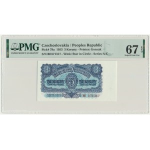 Czechoslovakia, 3 Koruny 1953 - PMG 67 EPQ