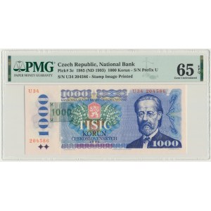 Czech Republic, 1.000 Korun 1985 (1993) - with stamp image printed - PMG 65 EPQ