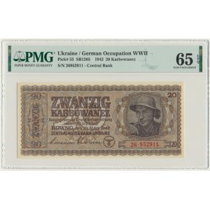 Ukraine, 20 Karbovanez 1942 - PMG 65 EPQ