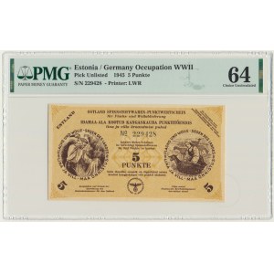 Estonie, occupation allemande, 5 punkte 1945 - PMG 64