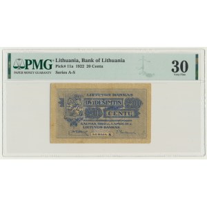 Lithuania, 20 Centu 1922 - PMG 30