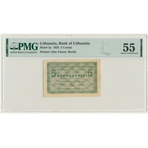 Lithuania, 5 Centai 1922 - PMG 55