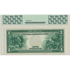 USA, Sceau Bleu, New York, $5 1914 - 2B - White &amp; Mellon - PCGS 64 PPQ