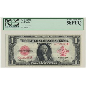 USA, Legal Tender Note, 1 Dollar 1923 - Speelman & White - PCGS 58 PPQ