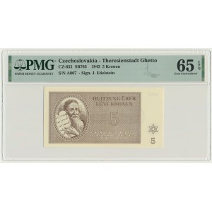 Czechoslovakia (Theresienstadt Ghetto), 5 Kronen 1943 - PMG 65 EPQ