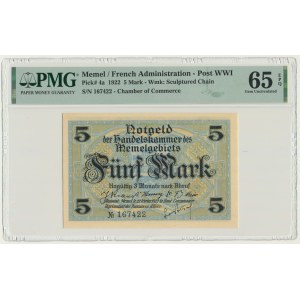 Memel (Klaipeda), 5 Mark 1922 - PMG 65 EPQ