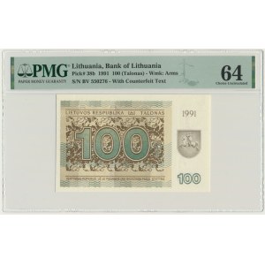 Lituanie, 100 talonas 1991 - avec clause - PMG 64