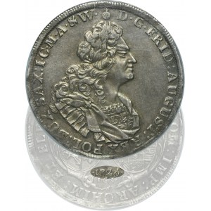 August II Silný, Thaler Drážďany 1726 IGS - NGC AU58 - VELMI ZRADKÉ