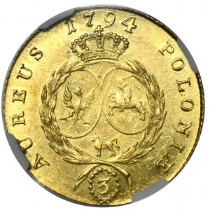 Poniatowski, 3 Ducats Warsaw 1794 - NGC MS62