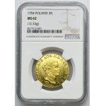Poniatowski, 3 Ducats Warsaw 1794 - NGC MS62