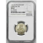 August III Sas, šiesty z Elblągu 1762 ICS - NGC MS62 - Vzácny a KRÁSNY, ex. Potocki