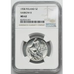 5 złotych 1958 Rybak - NGC MS62 - wąska ósemka