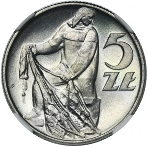 5 złotych 1960 Rybak - NGC MS66