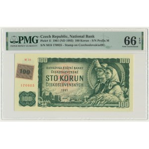 Czech Republik, 100 Korun 1961 (1993) - with stamp - PMG 66 EPQ