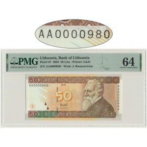 Lithuania, 50 Litu 2003 - AA 0000980 - PMG 64 - low serial number