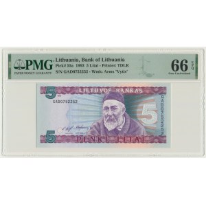 Lituanie, 5 litas 1993 - PMG 66 EPQ